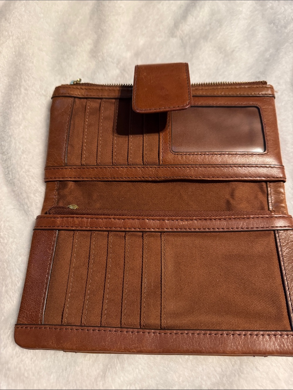 Fossil Brown Leather Wallet Organizer with ID Window